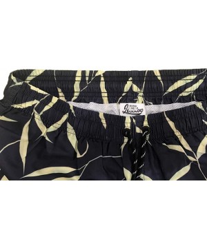 Men Swim Trunk with Mesh Lining Print Bathing Suit - Black Leaves - CU18WCWX5AM $19.06-Trunks