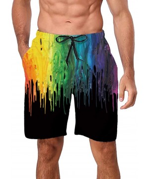 Funny Mens Swim Trunks Quick-Drying Breathable Beach Board Shorts with Mesh Lining Swimwear Bathing Suits - Paint - CJ18T8QN4...