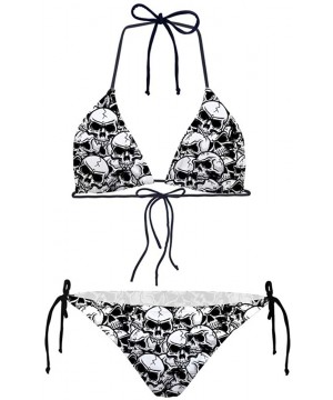 Women's Sexy Bikini Swimsuits Lace-Up Halter Bathing Suits Skull Pattern Swimwear - Skull Pattern 5 - CB18O87GC4O $21.31-Sets