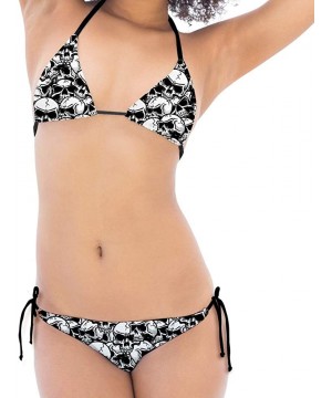 Women's Sexy Bikini Swimsuits Lace-Up Halter Bathing Suits Skull Pattern Swimwear - Skull Pattern 5 - CB18O87GC4O $21.31-Sets