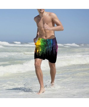 Funny Mens Swim Trunks Quick-Drying Breathable Beach Board Shorts with Mesh Lining Swimwear Bathing Suits - Paint - CJ18T8QN4...