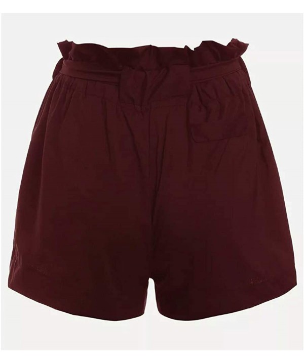 Women's High Waist Harem Pants Women's Bow tie Elastic Solid Color Casual Shorts - Brown - CE18W7HN527 $11.48-Board Shorts