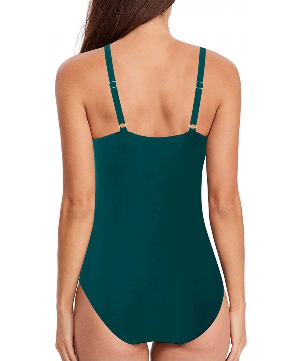 One Piece Bathing Suits for Women Tummy Control Vintage Swimsuits Ruched Swimwear Ladies - Green1 - CF192DIW003 $13.74-One-Pi...