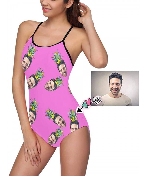 Custom One-Piece Swimsuits with Face Photo Pineapple Swimwear for Women (XS-5XL) - Pink - C418URU8YMK $30.02-One-Pieces