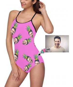 Custom One-Piece Swimsuits with Face Photo Pineapple Swimwear for Women (XS-5XL) - Pink - C418URU8YMK $30.02-One-Pieces