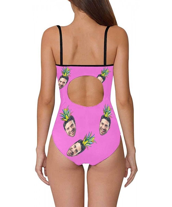 Custom One-Piece Swimsuits with Face Photo Pineapple Swimwear for Women (XS-5XL) - Pink - C418URU8YMK $30.02-One-Pieces