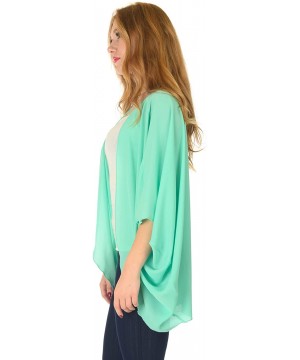 Women's Sollid Chiffon Batwing Cardigan Swimwear Cover Up (Size S - 5X) - Peppermint - CI18UXG85WX $12.44-Cover-Ups