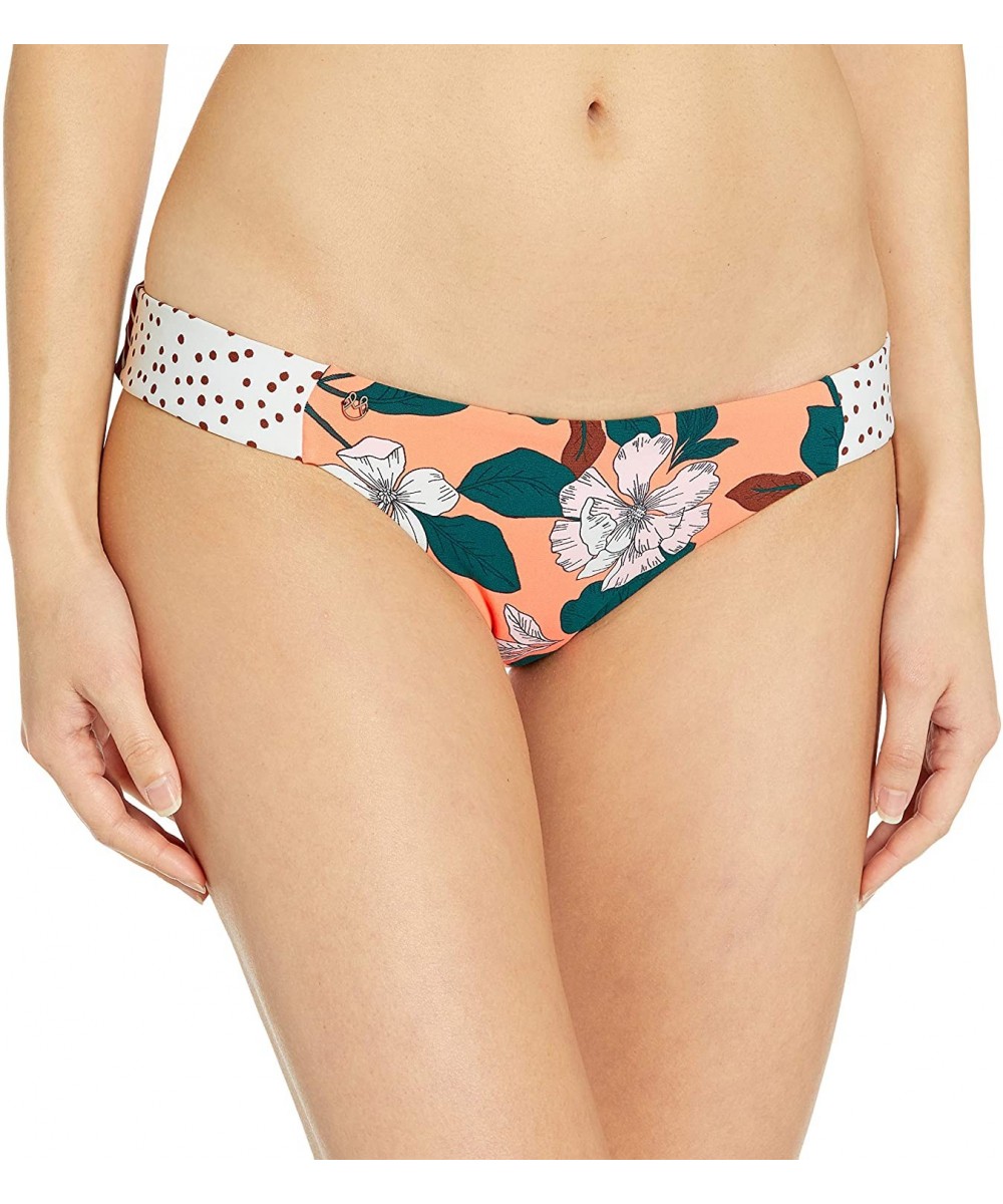 Women's Tab Side Reversible Signature Cut Bikini Bottom Swimsuit - Sands Docks Orange Floral - CJ18YMLS4TE $40.22-Bottoms