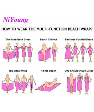 Women Luxury Chiffon Swimwear Cover Up- Oversize Beach Sarong Shawl Wrap - Hand Draw Chemistry - CW19C4O6S4Q $24.34-Cover-Ups