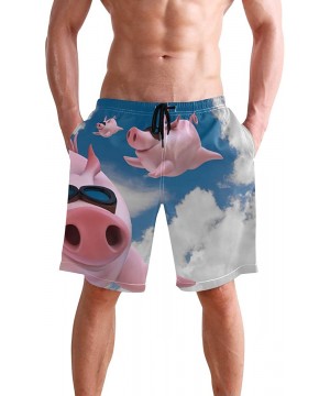 Men's Beach Shorts Funny Animal Fly Pig Swim Trunks Beachwear Board Shorts Swimwear Bathing Suits - CT18W9TW68D $16.22-Board ...