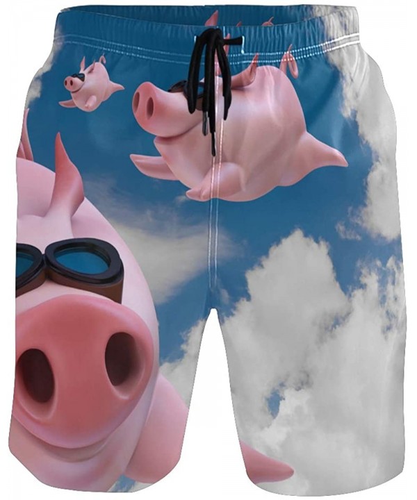 Men's Beach Shorts Funny Animal Fly Pig Swim Trunks Beachwear Board Shorts Swimwear Bathing Suits - CT18W9TW68D $16.22-Board ...