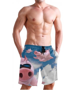 Men's Beach Shorts Funny Animal Fly Pig Swim Trunks Beachwear Board Shorts Swimwear Bathing Suits - CT18W9TW68D $16.22-Board ...