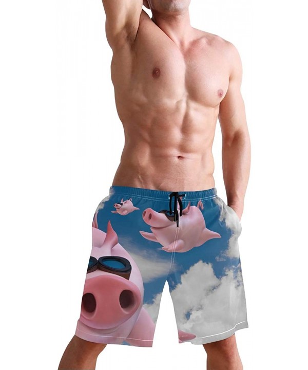 Men's Beach Shorts Funny Animal Fly Pig Swim Trunks Beachwear Board Shorts Swimwear Bathing Suits - CT18W9TW68D $16.22-Board ...