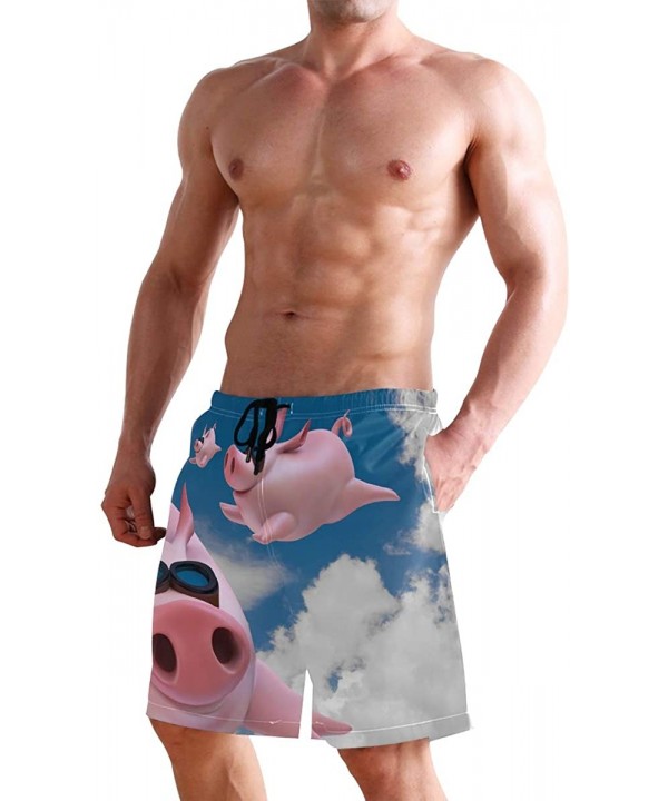 Men's Beach Shorts Funny Animal Fly Pig Swim Trunks Beachwear Board Shorts Swimwear Bathing Suits - CT18W9TW68D $16.22-Board ...