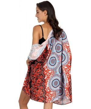 Bathing Suit Cover Up for Women Printed Swimwear Casual Shawl - Red-2 - CY199AI5YZG $21.47-Cover-Ups