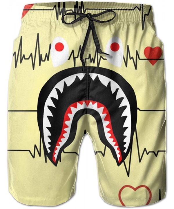 Comfort Men & Boys Big & Tall Cargo Short Board Shorts for Beach Outdoor Workout - Ecg Ekg Love Heart Bape Shark Teeth Logo -...