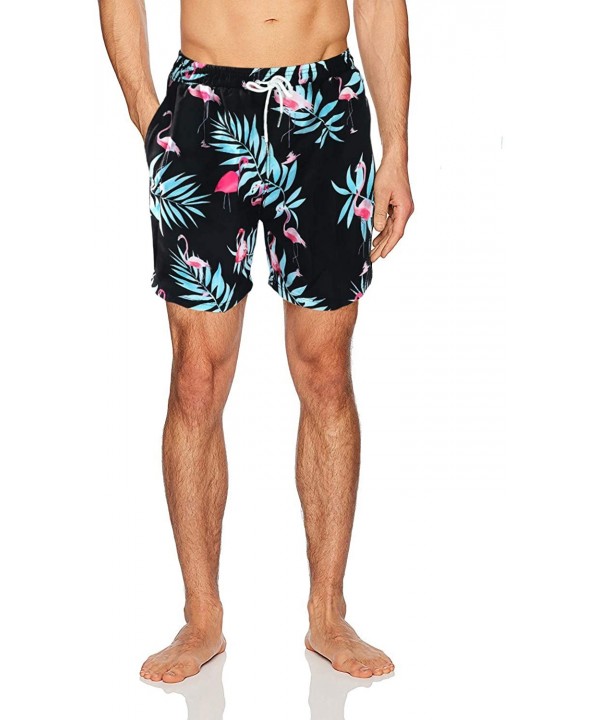 Men's Quick Dry Waterproof Boardshorts Printed Mesh Liner Swim Trunks with Drawstring - Flamingo - CN18SRZ3AS7 $14.50-Board S...