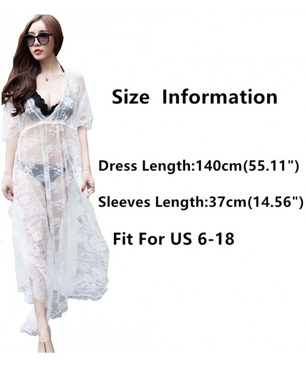 Fashion Sexy Swimsuit Cover Up Floral Lace Long Beach Dress Beachwear - Black(style B) - CV18DIDMNOX $21.11-Cover-Ups