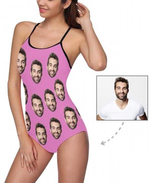 Custom Face Swimwear Women Swimsuit Boyfriend Faces Black Personalized Face Slip One Piece Bathing Suits Multi 11 - CY196OOCY...