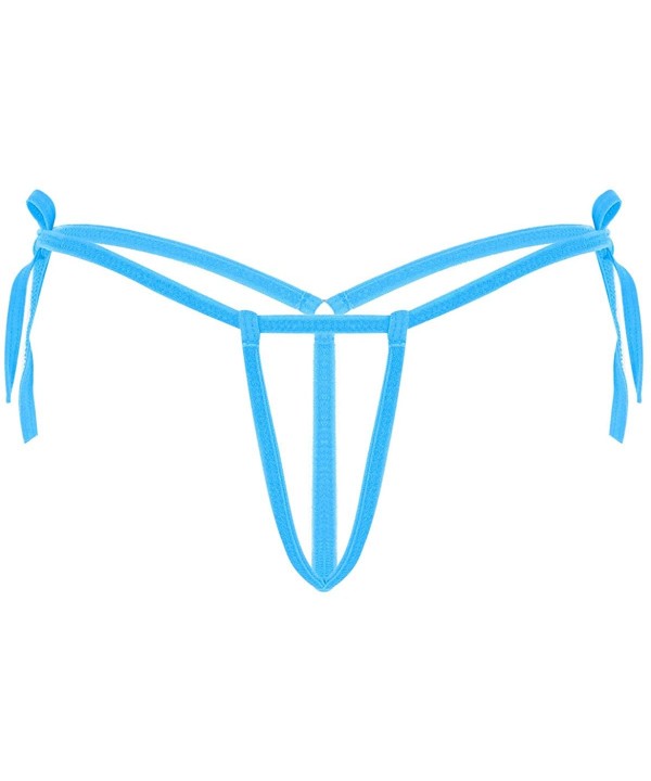 Woman's Micro Bikini Thong G-String Tie Side Bottoms Hollow Out Cheeky Underwear Swimsuit - Lake Blue Type a - C4197XYW2H7 $1...