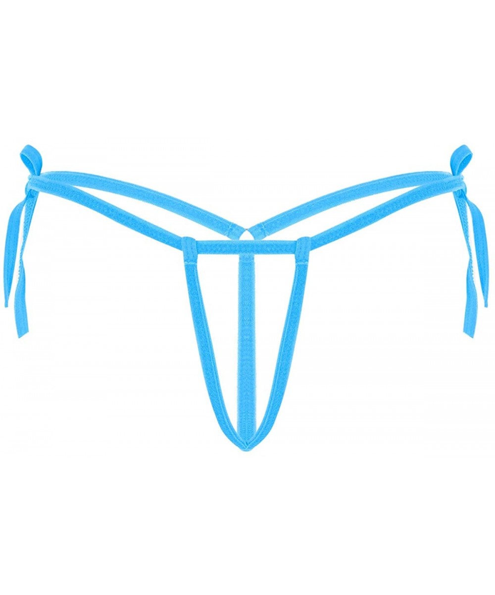 Woman's Micro Bikini Thong G-String Tie Side Bottoms Hollow Out Cheeky Underwear Swimsuit - Lake Blue Type a - C4197XYW2H7 $1...