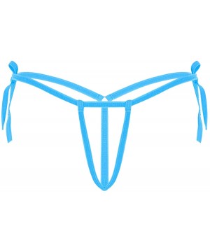 Woman's Micro Bikini Thong G-String Tie Side Bottoms Hollow Out Cheeky Underwear Swimsuit - Lake Blue Type a - C4197XYW2H7 $1...