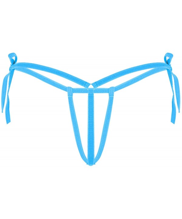 Woman's Micro Bikini Thong G-String Tie Side Bottoms Hollow Out Cheeky Underwear Swimsuit - Lake Blue Type a - C4197XYW2H7 $1...