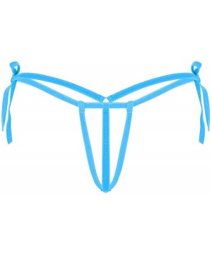 Woman's Micro Bikini Thong G-String Tie Side Bottoms Hollow Out Cheeky Underwear Swimsuit - Lake Blue Type a - C4197XYW2H7 $1...