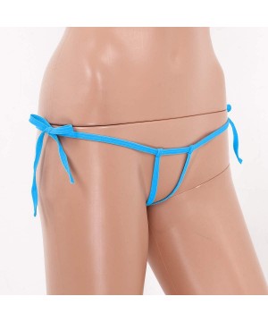 Woman's Micro Bikini Thong G-String Tie Side Bottoms Hollow Out Cheeky Underwear Swimsuit - Lake Blue Type a - C4197XYW2H7 $1...