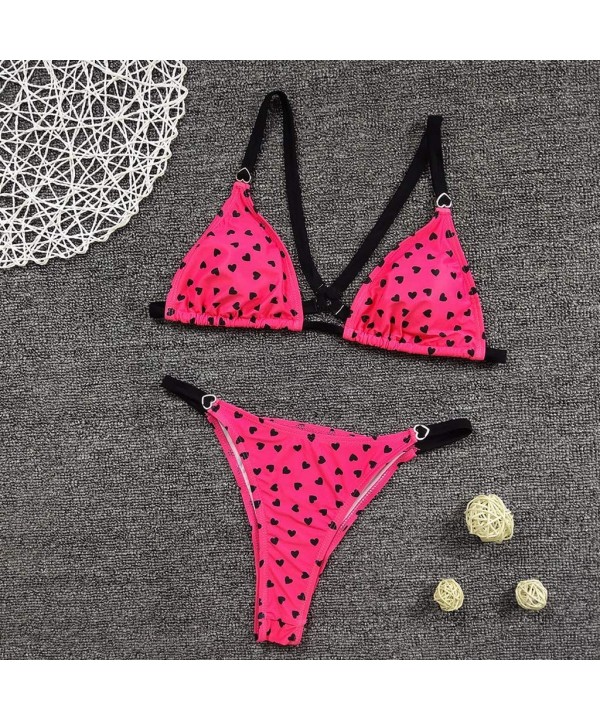 Swimsuits for Women Sexy Leaf Print Push Up Thong Bikin Bottom Triangle Two Piece Bikini Set Bathing Suits Swimwear - 5-hot P...