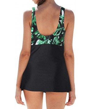 Beauty Women's One Piece Swimdress Hem Slit Bikini Set Tankini Swimsuits Bathing Suit - Leaf - CE18S009OZN $23.25-Racing