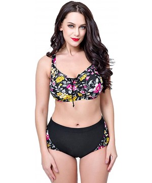 Women's Push up Beachwear Retro Print Patterns Bikini Bathing Suit - 1880 Black - C2182I77AHO $16.96-Sets