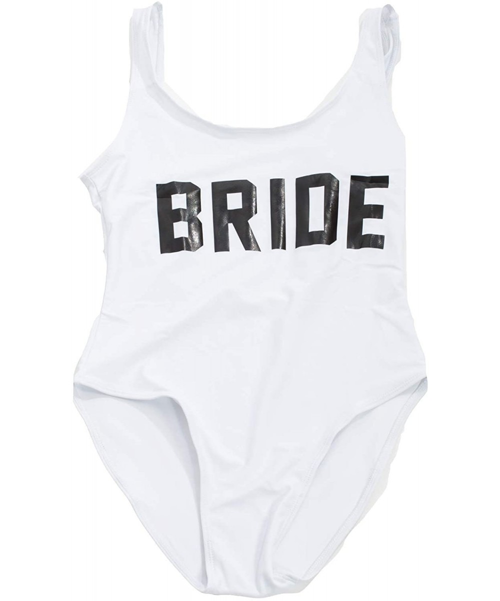 Bride Bachelorette Party One Piece Swimsuit - White-black - CM18YE4E6ID $18.24-One-Pieces