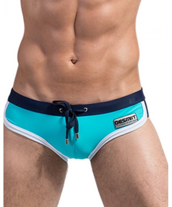 Men's Solid Swimwear Briefs Swimming Trunks - Blue Black - C911XHH6K95 $11.65-Trunks