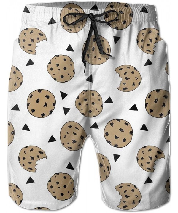 Men's Quick Dry Swim Trunks Shorts Beachwear- Cookies Food Chocolate Chip Biscuits - CD18T2ARE2Q $28.85-Trunks