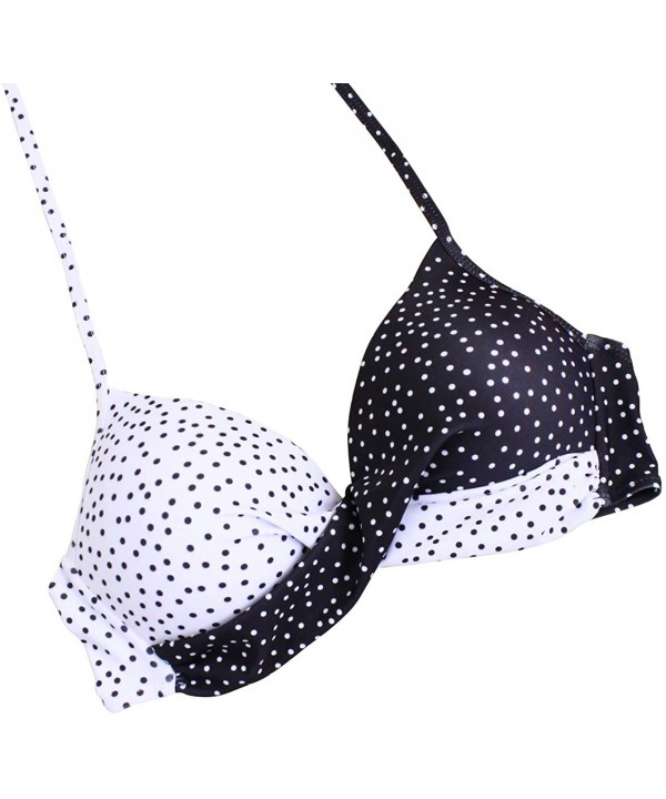 Women's Colorblock Twist Push up Halter Bikini Plus Size Two Piece Swimsuit - A1 Black Dot - CZ18SEMM7D2 $29.92-Sets