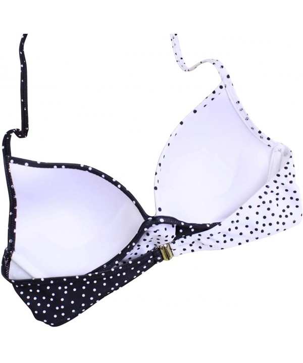 Women's Colorblock Twist Push up Halter Bikini Plus Size Two Piece Swimsuit - A1 Black Dot - CZ18SEMM7D2 $29.92-Sets