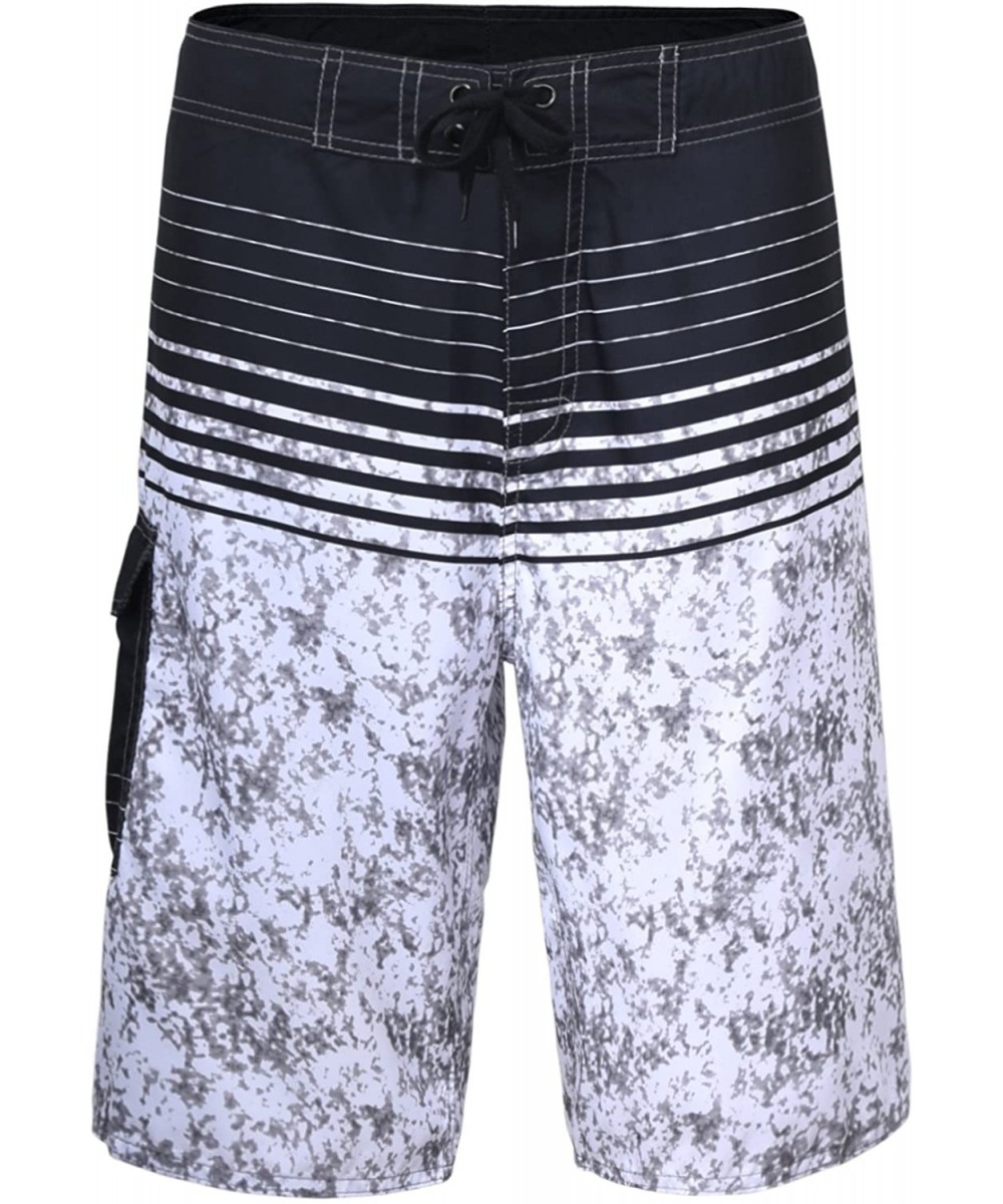 Men's Quick Dry Swim Trunks Colorful Stripe Beach Shorts with Mesh Lining - Gray - C812IW672A5 $17.92-Board Shorts