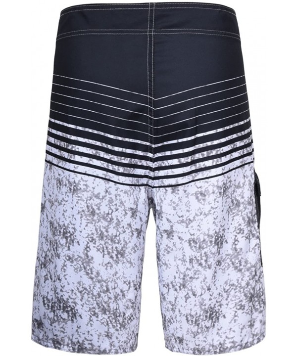 Men's Quick Dry Swim Trunks Colorful Stripe Beach Shorts with Mesh Lining - Gray - C812IW672A5 $17.92-Board Shorts