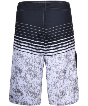 Men's Quick Dry Swim Trunks Colorful Stripe Beach Shorts with Mesh Lining - Gray - C812IW672A5 $17.92-Board Shorts