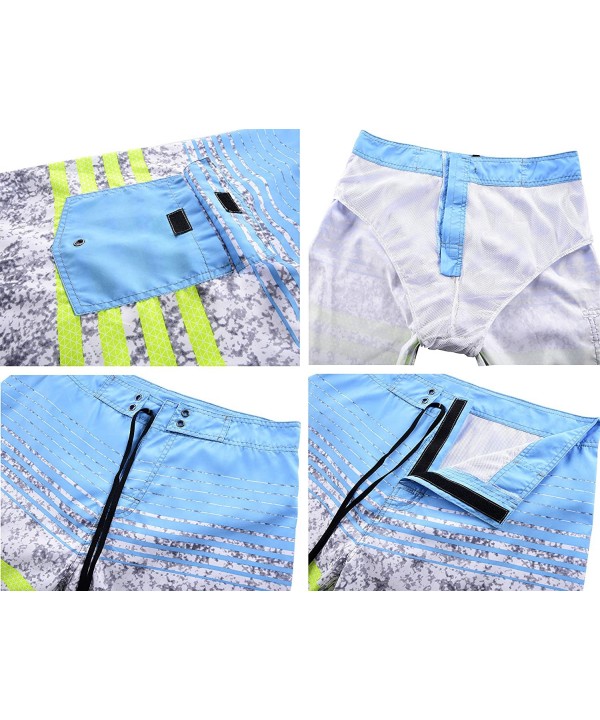 Men's Quick Dry Swim Trunks Colorful Stripe Beach Shorts with Mesh Lining - Gray - C812IW672A5 $17.92-Board Shorts