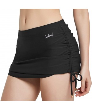 Women's Swim Skirt High Waisted Flounce Swimming Skort Bikini Bottom Tankini Swimsuit - Black-1 - CG196TZALXQ $24.92-Tankinis