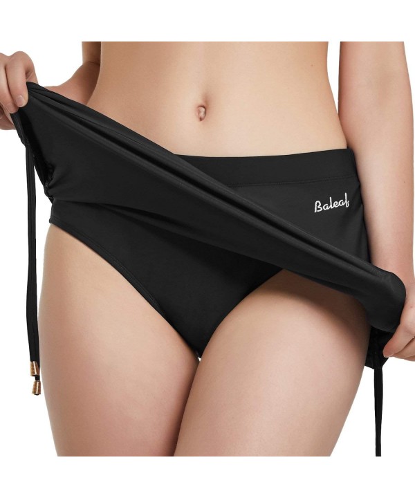 Women's Swim Skirt High Waisted Flounce Swimming Skort Bikini Bottom Tankini Swimsuit - Black-1 - CG196TZALXQ $24.92-Tankinis