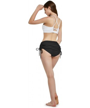 Women's Swim Skirt High Waisted Flounce Swimming Skort Bikini Bottom Tankini Swimsuit - Black-1 - CG196TZALXQ $24.92-Tankinis