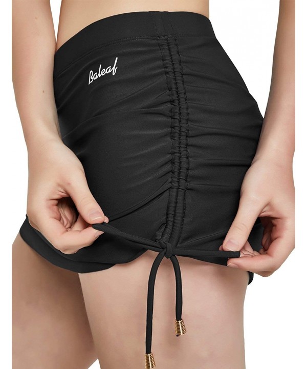 Women's Swim Skirt High Waisted Flounce Swimming Skort Bikini Bottom Tankini Swimsuit - Black-1 - CG196TZALXQ $24.92-Tankinis