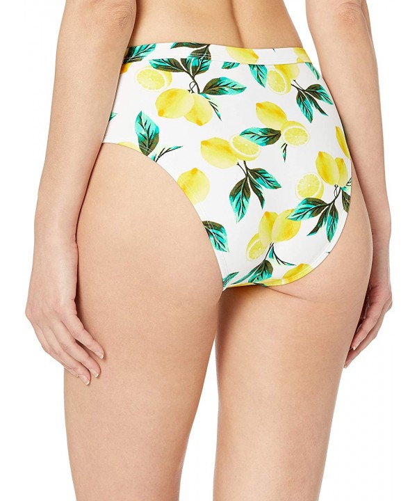 Women's High Waist Lace Up Bikini Swim Bottom - Lemon Print - CL18KHGSAAR $10.37-Bottoms