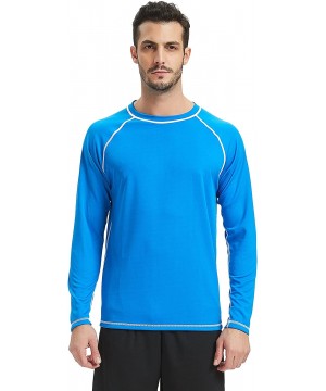 Men's UPF 50+ Easy Long Sleeve Rashguard Sun Protection Outdoor Running Performance - Blue - CB18CNLKGWA $17.06-Rash Guards