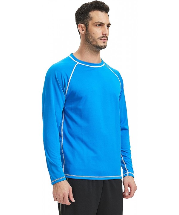 Men's UPF 50+ Easy Long Sleeve Rashguard Sun Protection Outdoor Running Performance - Blue - CB18CNLKGWA $17.06-Rash Guards