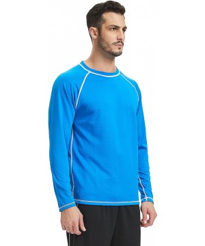 Men's UPF 50+ Easy Long Sleeve Rashguard Sun Protection Outdoor Running Performance - Blue - CB18CNLKGWA $17.06-Rash Guards