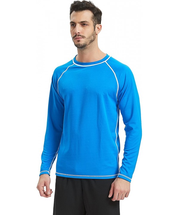 Men's UPF 50+ Easy Long Sleeve Rashguard Sun Protection Outdoor Running Performance - Blue - CB18CNLKGWA $17.06-Rash Guards